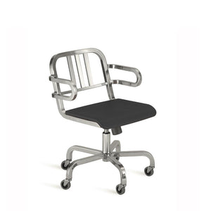 Nine-O Swivel Armchair task chair Emeco 3 Bar Back Hand-Polished Grey