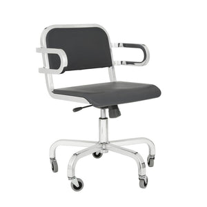 Nine-O Swivel Armchair task chair Emeco Soft Back Hand-Brushed Grey
