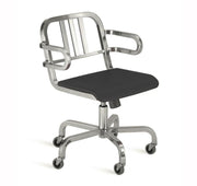 Nine-O Swivel Armchair task chair Emeco 3 Bar Back Hand-Brushed Grey
