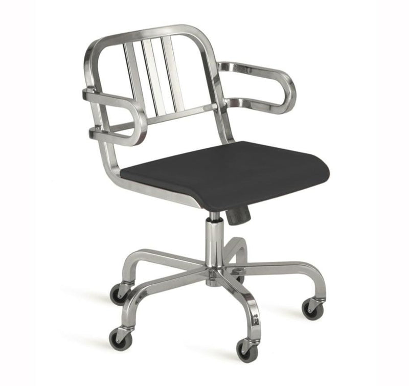 Nine-O Swivel Armchair task chair Emeco 3 Bar Back Hand-Brushed Grey