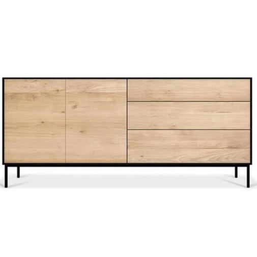 Oak Blackbird Sideboard - 2 Doors 3 Drawers storage Ethnicraft Black Frame Natural Oak Drawers 