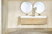 Oak Layers Wall Mirror Round Varnished Mirrors Ethnicraft 