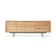 Oak Shadow High Sideboard storage Ethnicraft 3 Door + 3 Drawers Black Metal 