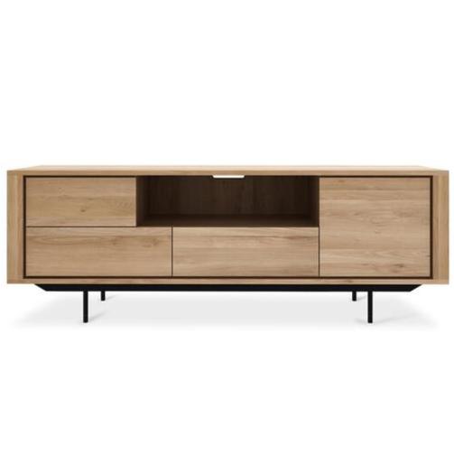 Oak Shadow TV Cupboard - Black Metal Legs storage Ethnicraft 71” 