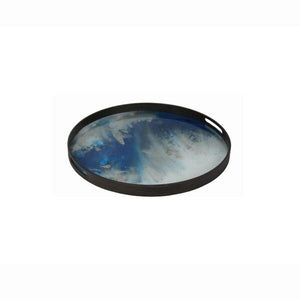 Organic Round Glass Tray Tray Ethnicraft Blue Mist 