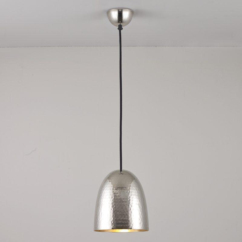 Stanley Small Pendant Light Pendant Lights Original BTC Hammered Polished Nickel 