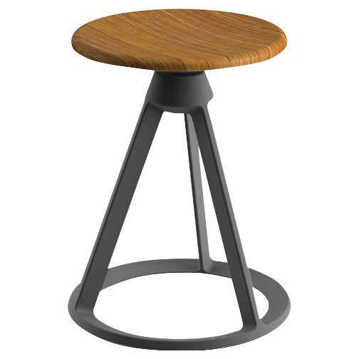 Piton Outdoor Fixed-Height Stool Outdoors Knoll Teak Metallic Grey 