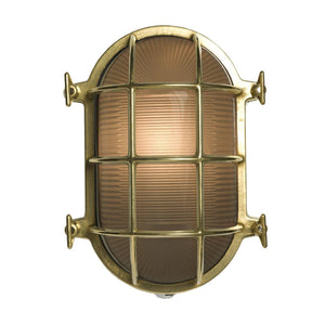 Oval Brass Bulkhead Outdoor Wall Light Outdoor Lighting Original BTC Polished Brass (Large) 