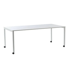 Panton Move Table Tables VerPan White Fenix Top & White Powder-coated Steel Frame Black Wheels 