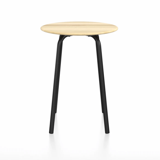 Emeco Parrish Cafe Table - Round Top Dining Tables Emeco Table Top 24" Black Powder Coated Aluminum Accoya Wood