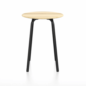 Emeco Parrish Cafe Table - Round Top Dining Tables Emeco Table Top 24" Black Powder Coated Aluminum Accoya Wood