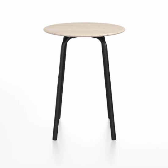 Emeco Parrish Cafe Table - Round Top Dining Tables Emeco Table Top 24" Black Powder Coated Aluminum Ash Wood