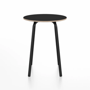 Emeco Parrish Cafe Table - Round Top Dining Tables Emeco Table Top 24" Black Powder Coated Aluminum Black Laminate Plywood