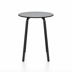 Emeco Parrish Cafe Table - Round Top Dining Tables Emeco Table Top 24" Black Powder Coated Aluminum Gray HPL