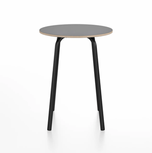 Emeco Parrish Cafe Table - Round Top Dining Tables Emeco Table Top 24" Black Powder Coated Aluminum Gray Laminate Plywood