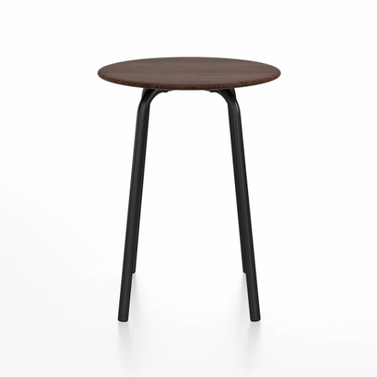 Emeco Parrish Cafe Table - Round Top Dining Tables Emeco Table Top 24" Black Powder Coated Aluminum Walnut Wood