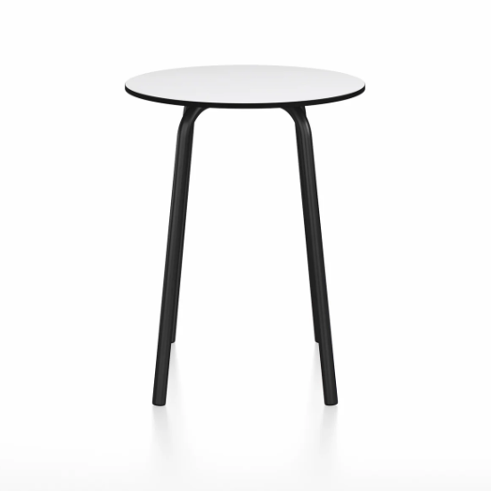 Emeco Parrish Cafe Table - Round Top Dining Tables Emeco Table Top 24" Black Powder Coated Aluminum White HPL