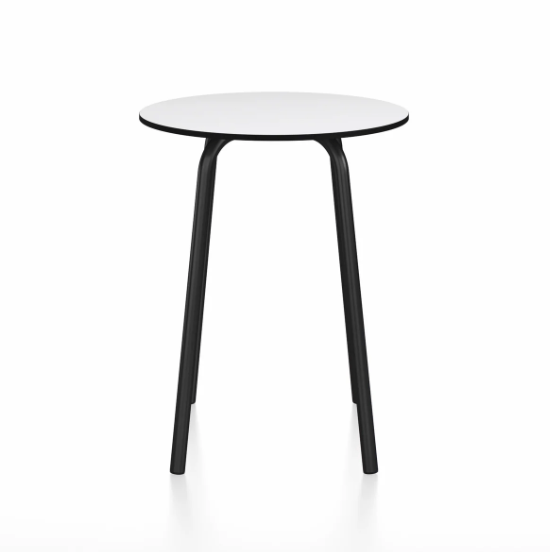 Emeco Parrish Cafe Table - Round Top Dining Tables Emeco Table Top 24" Black Powder Coated Aluminum White Laminate Plywood