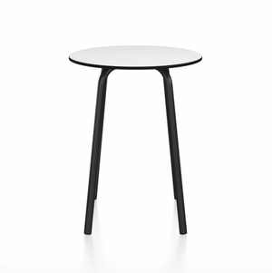 Emeco Parrish Cafe Table - Round Top Dining Tables Emeco Table Top 24" Black Powder Coated Aluminum White Laminate Plywood