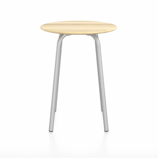 Emeco Parrish Cafe Table - Round Top Dining Tables Emeco Table Top 24" Clear Anodized Aluminum Accoya Wood