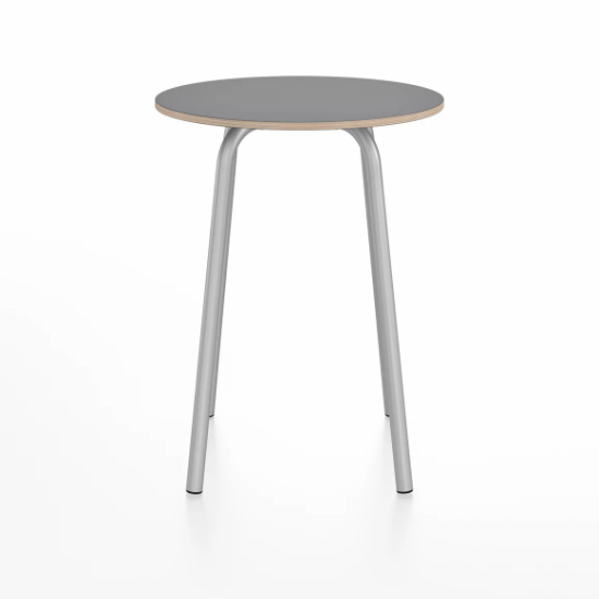 Emeco Parrish Cafe Table - Round Top Dining Tables Emeco Table Top 24" Clear Anodized Aluminum Gray Laminate Plywood