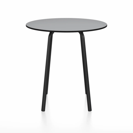 Emeco Parrish Cafe Table - Round Top Dining Tables Emeco Table Top 30" Black Powder Coated Aluminum Gray HPL