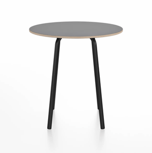 Emeco Parrish Cafe Table - Round Top Dining Tables Emeco Table Top 30" Black Powder Coated Aluminum Gray Laminate Plywood