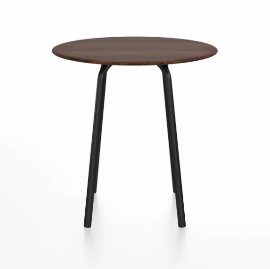 Emeco Parrish Cafe Table - Round Top Dining Tables Emeco Table Top 30" Black Powder Coated Aluminum Walnut Wood