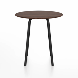Emeco Parrish Cafe Table - Round Top Dining Tables Emeco Table Top 30" Black Powder Coated Aluminum Walnut Wood
