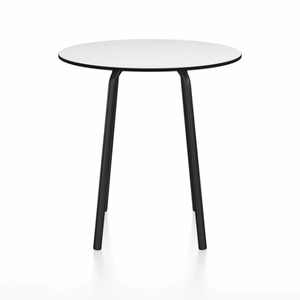 Emeco Parrish Cafe Table - Round Top Dining Tables Emeco Table Top 30" Black Powder Coated Aluminum White HPL