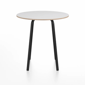 Emeco Parrish Cafe Table - Round Top Dining Tables Emeco Table Top 30" Black Powder Coated Aluminum White Laminate Plywood