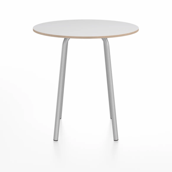 Emeco Parrish Cafe Table - Round Top Dining Tables Emeco Table Top 30" Clear Anodized Aluminum White Laminate Plywood