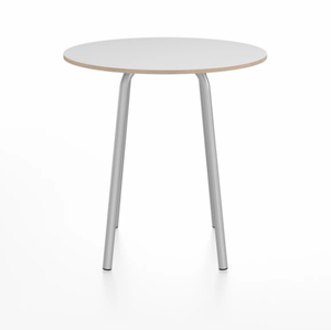 Emeco Parrish Cafe Table - Round Top Dining Tables Emeco Table Top 30" Clear Anodized Aluminum White Laminate Plywood