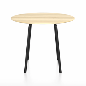 Emeco Parrish Cafe Table - Round Top Dining Tables Emeco Table Top 36" Black Powder Coated Aluminum Accoya Wood