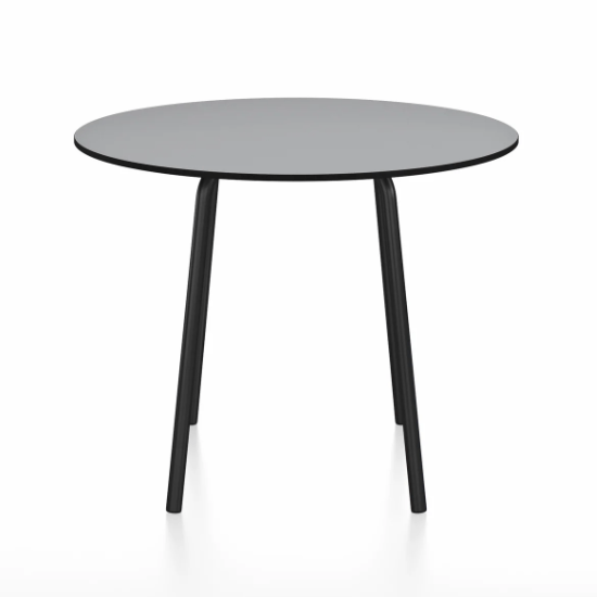 Emeco Parrish Cafe Table - Round Top Dining Tables Emeco Table Top 36" Black Powder Coated Aluminum Gray HPL