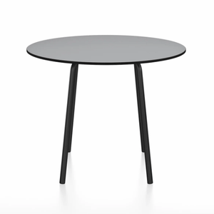Emeco Parrish Cafe Table - Round Top Dining Tables Emeco Table Top 36" Black Powder Coated Aluminum Gray HPL