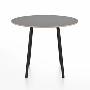 Emeco Parrish Cafe Table - Round Top Dining Tables Emeco Table Top 36" Black Powder Coated Aluminum Gray Laminate Plywood