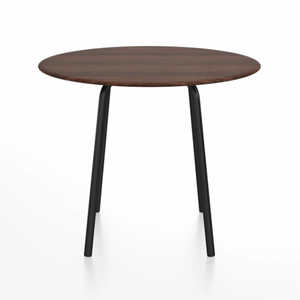 Emeco Parrish Cafe Table - Round Top Dining Tables Emeco Table Top 36" Black Powder Coated Aluminum Walnut Wood