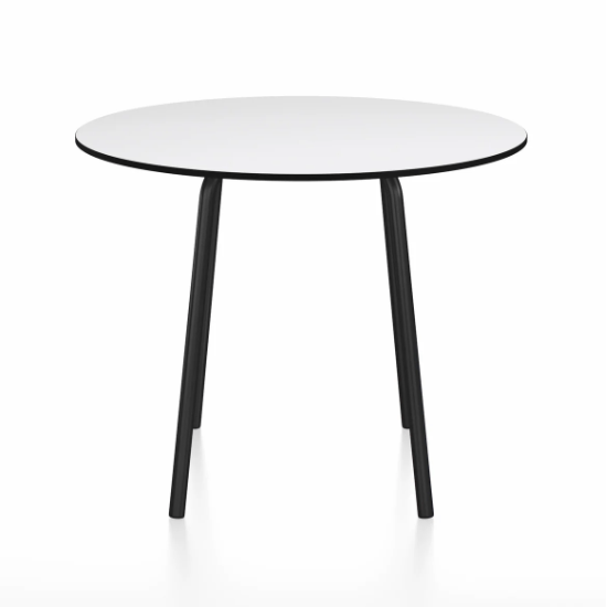 Emeco Parrish Cafe Table - Round Top Dining Tables Emeco Table Top 36" Black Powder Coated Aluminum White HPL