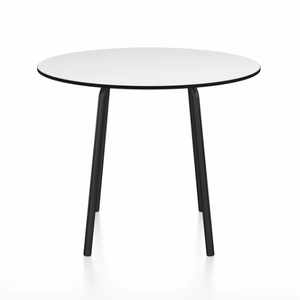 Emeco Parrish Cafe Table - Round Top Dining Tables Emeco Table Top 36" Black Powder Coated Aluminum White HPL