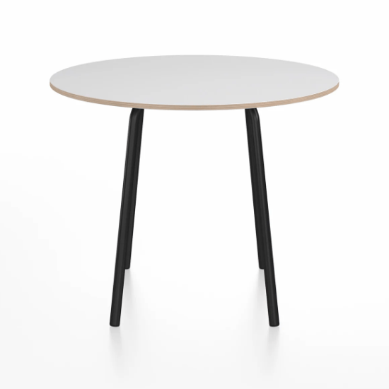 Emeco Parrish Cafe Table - Round Top Dining Tables Emeco Table Top 36" Black Powder Coated Aluminum White Laminate Plywood