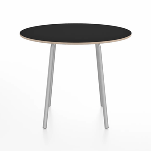 Emeco Parrish Cafe Table - Round Top Dining Tables Emeco Table Top 36" Clear Anodized Aluminum Black Laminate Plywood