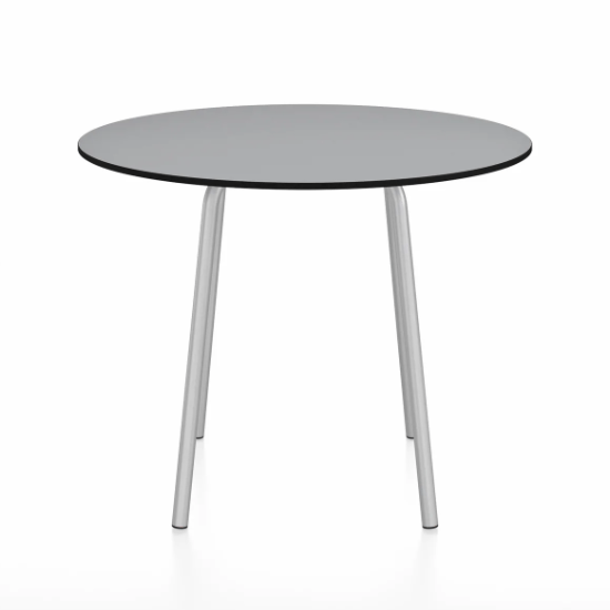 Emeco Parrish Cafe Table - Round Top Dining Tables Emeco Table Top 36" Clear Anodized Aluminum Gray HPL