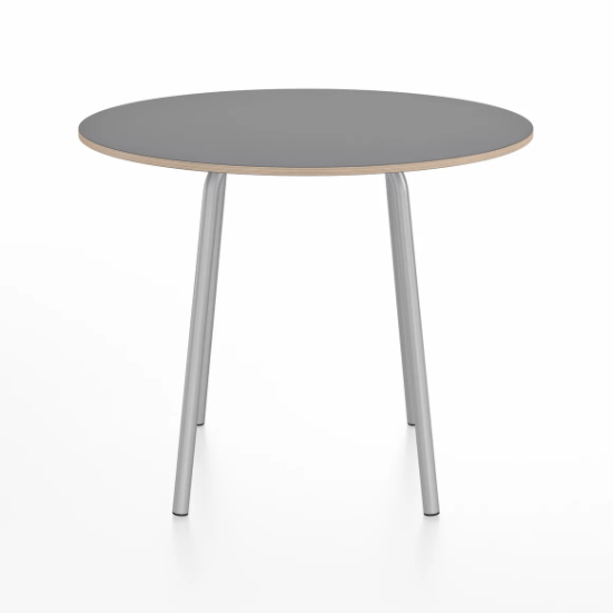 Emeco Parrish Cafe Table - Round Top Dining Tables Emeco Table Top 36" Clear Anodized Aluminum Gray Laminate Plywood