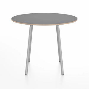 Emeco Parrish Cafe Table - Round Top Dining Tables Emeco Table Top 36" Clear Anodized Aluminum Gray Laminate Plywood