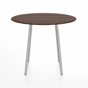 Emeco Parrish Cafe Table - Round Top Dining Tables Emeco Table Top 36" Clear Anodized Aluminum Walnut Wood