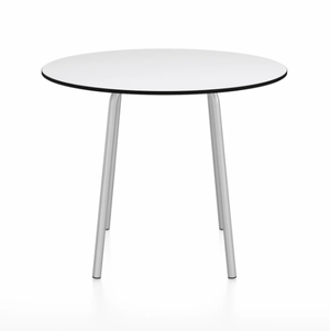 Emeco Parrish Cafe Table - Round Top Dining Tables Emeco Table Top 36" Clear Anodized Aluminum White HPL