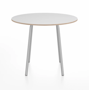 Emeco Parrish Cafe Table - Round Top Dining Tables Emeco Table Top 36" Clear Anodized Aluminum White Laminate Plywood