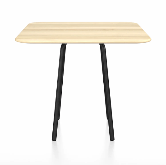 Emeco Parrish Cafe Table - Square Top Dining Tables Emeco Table Top 36" Black Powder Coated Aluminum Accoya Wood