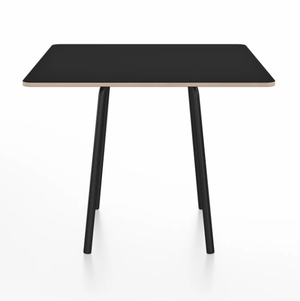 Emeco Parrish Cafe Table - Square Top Dining Tables Emeco Table Top 36" Black Powder Coated Aluminum Black Laminate Plywood